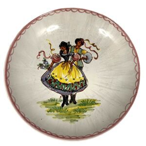 German Folk Art Plate Dancing Couple Ulmer Keramik Cottage Core Vintage